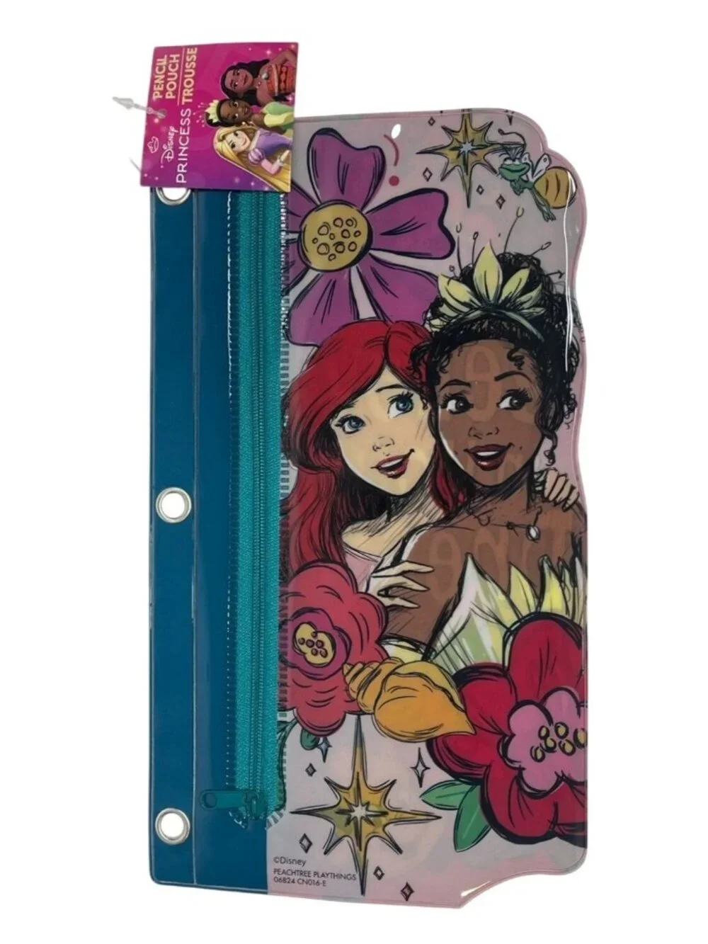Disney Princess Ariel Tiana Pencil Pouch Binder Case NWT